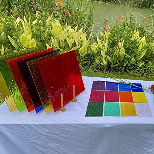 Unicoshape 12 Sheets Stained Glass Sheets Pack, 6" X 4" Cathedral Glass, Art Glass, Mosaic Glass Tiles For Crafts, (Mixed Texture) #TOP1
