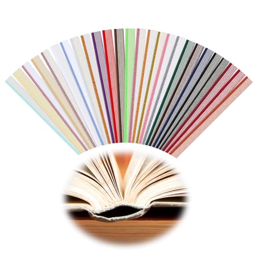 Kotkiddy 26 diademas de encuadernación, 26 colores, 30 x 1,3 cm, libro de algodón, decoración para libros, encuadernación para principiantes, reparación de libros, decoración de libros