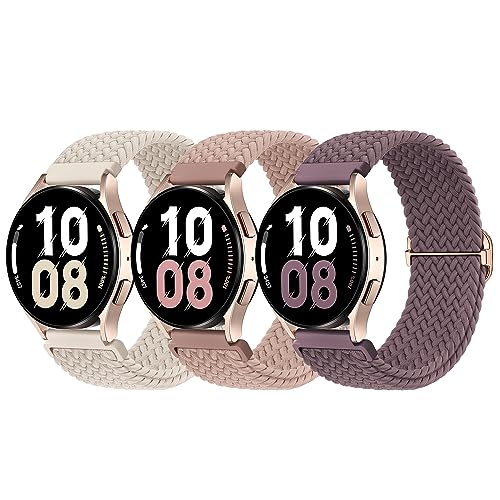 Knossen 20mm Watch Bands Compatible with Samsung Galaxy Watch 6 5 4 40mm 44mm, Galaxy Watch 6 4 Classic, Galaxy Watch 5Pro, Galaxy Watch 3 41mm, Galaxy Active2, 3Pack Stretchy Straps for Women and Men