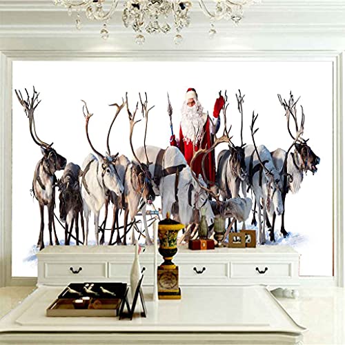Papier Peint Canevas 3D Wapiti de Noël Auto-adhésif 300x210 cm