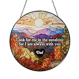 Look for Me in the Sunshine Stained Glass Suncatcher – in Loving Memory Window Hanging – Memorial Light Catcher Sympathy Gift for Dad, Mom, Family & Loved Ones – Remembrance Keepsake Decor (Style 1)
