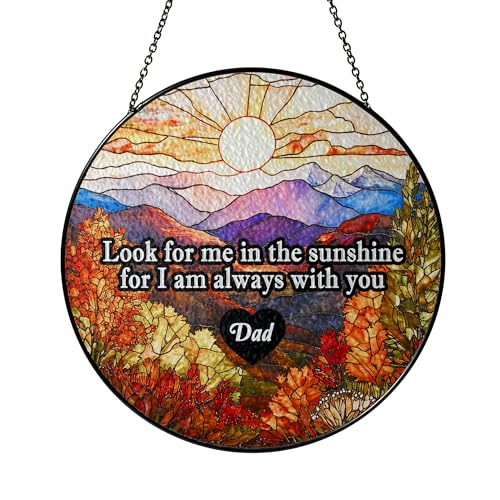 Look for Me in the Sunshine Stained Glass Suncatcher – in Loving Memory Window Hanging – Memorial Light Catcher Sympathy Gift for Dad, Mom, Family & Loved Ones – Remembrance Keepsake Decor (Style 1)