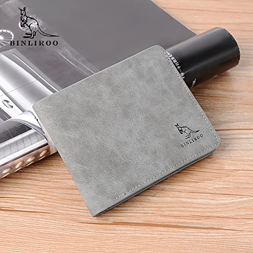 PU Leather Folding Wallet, Wallet For Men, Slim Wallet, Men's Bi-fold Wallet, Multi-card Wallet, Frosted Texture Wallet (Grey)2