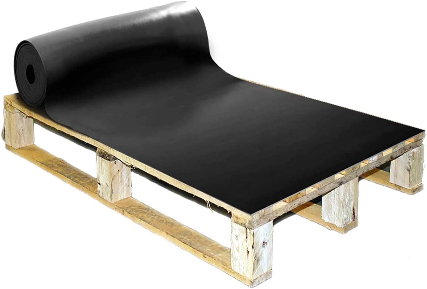 Floordirekt SBR Mata gumowa 120 x 350 cm, 8 mm - sprzedawana na metr - Czarna i gładka - Mata antypoślizgowa do ochrony budynków, mata antyzmęczeniowa, mata gumowa, podłoga gumowa, płyta gumowa, paski