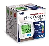 WrisTech North American Health Wellness Color Changing Wrist Blood Pressure Monitor with Green Yellow Red Coded Readings on 2” LCD Screen and Irregular Heartbeat Indicator One Size Fits All, Assorted