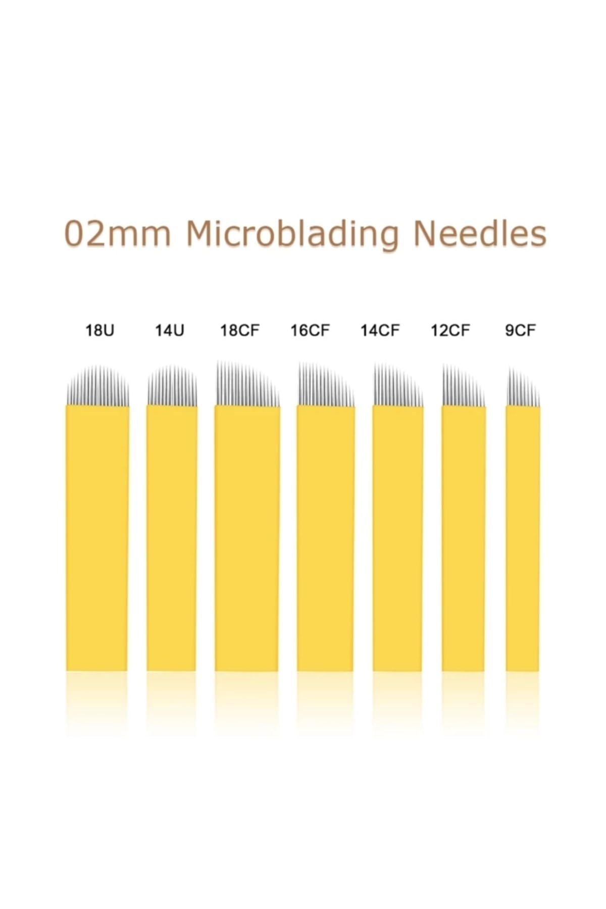 Biomaser 16CF Microblading İğnesi, 0.20mm, Tıbbi Paslanmaz Çelik, 10 Adet, Sarı