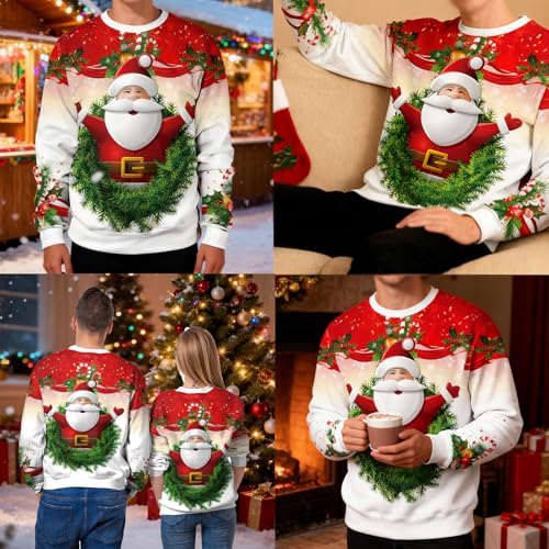 Eciodci Unisex Christmas Ugly Sweatshirt 3D Christmas Tree Xmas Lights Print Pullover Long Sleeve Sweatshirts for Merry Party - Image 8
