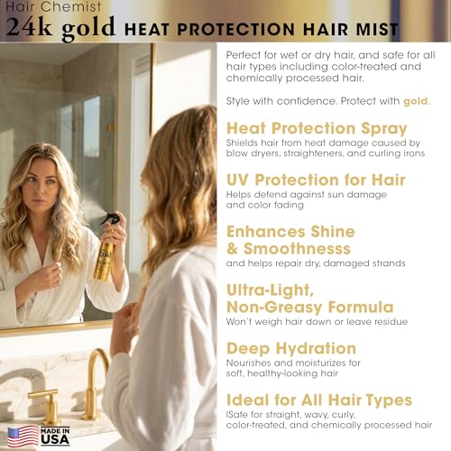 Hair Chemist 24k Gold Heat Protection Hair Mist 8 Ounce miniatura 5