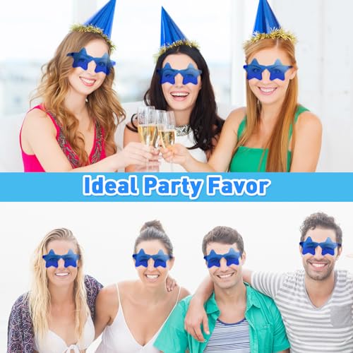 10/20/30/40 Pack Star Sunglasses Rimless Transparent Pentagram Shaped Sunglasses Bulk Party Favor Glasses for Women (20, Royal Blue)3