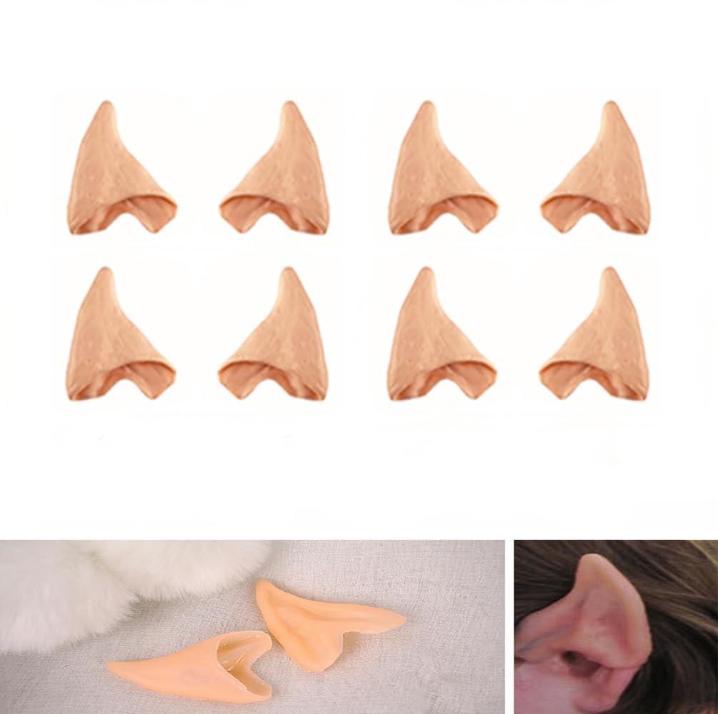 Kbraveo4 Pair Realistic Elf Ear Fake Ears Ear Tips For Cosplay Parties