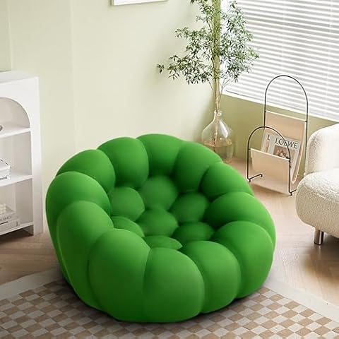 YOOBECH Bean Bag Chair Lazy Sofa for Adults Single Curved Football Sofa Chair Upholstered Floor Sofa Soft Lounge Chair for Living Room, Green Cover