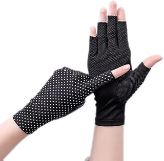 INOGIH Women Sunblock-Fingerless Gloves UV-Sun-Protection Driving Non-Slip Outdoor Gloves for Women Girls