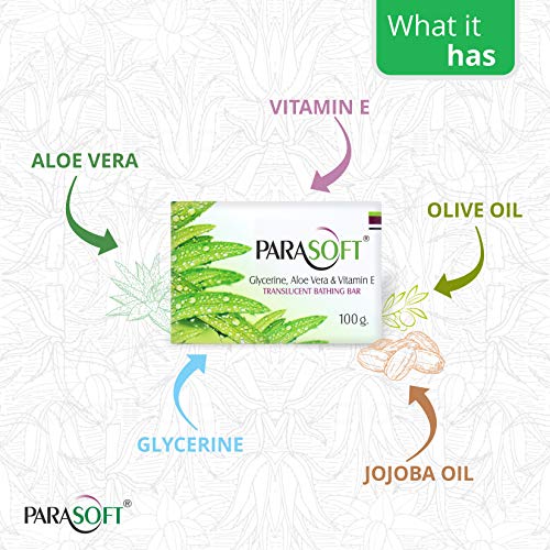 Image of Parasoft Moisturising Cleansing Body Soap For Dry Skin, Goodness of Aloe Vera, Glycerine & Vitamin E |Nourishing Daily Bathing Bar For Purification-100 gm (Pack of 2)
