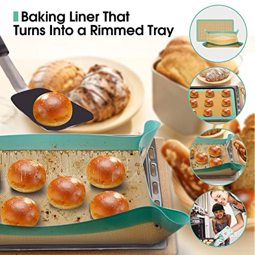 Silicone Baking Mats, No Leak Silicone Clear Baking Mat, Leakproof Traybpa-Free Food Grade Reusable Baking Mat Non-Stick Pastry Mat Oven Liner Sheets Mats Silicone Pan Liners(2 Pcs) #TOP2