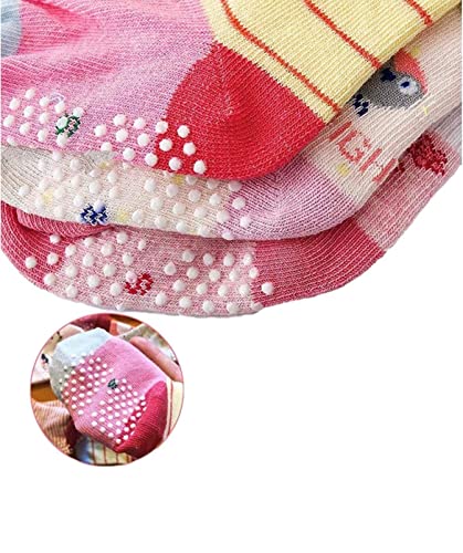 Image of Freshfoot Organic Cotton Ankle Length Anti Slip Socks For Baby With Grip 0-36 Months-Cartoon, Multicolored