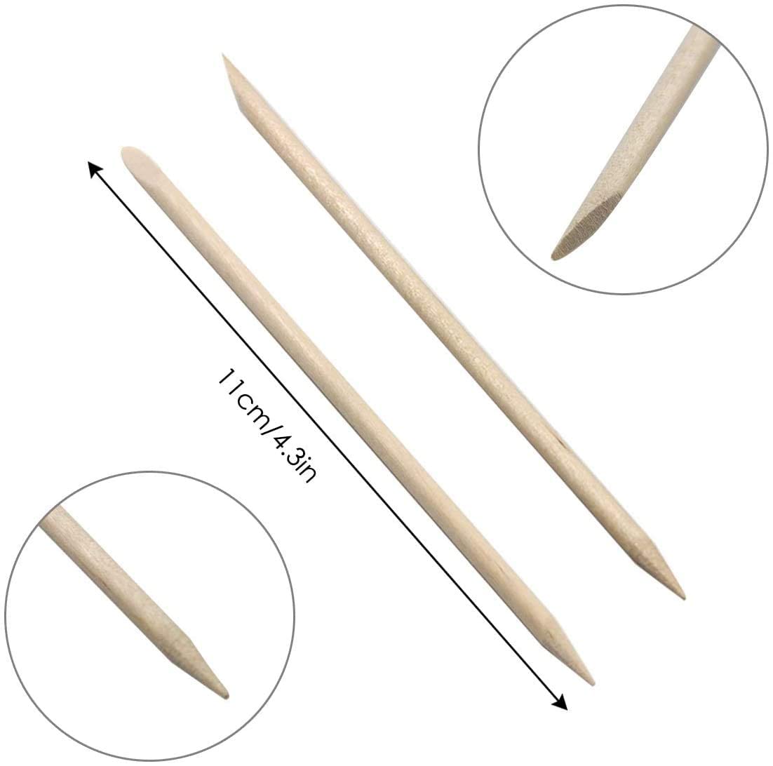 300Pcs Baton de Cuticule, BetterJonny Bâtons de Bois Orange Stick Double Face Batonnets des Ongles Bâtonnets Manucure Orange Batonnet en Bois pour Manucure Pédicure