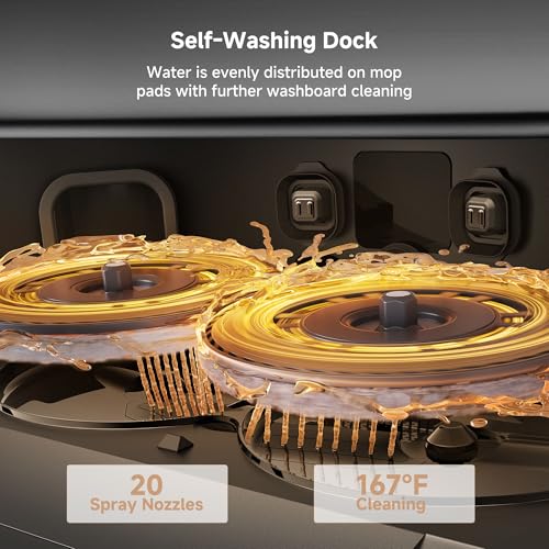 Image of Mova P50 Pro Ultra Robot Vacuum and Mop, 19,000Pa Suction with Anti-Tangle Brush, Removable & Liftable Mop for Carpet & Floor, 167℉ Mop & Washboard Self Drying & Cleaning, Auto Empty & Refill, Black