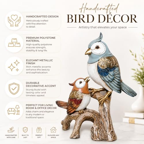 Image of ARMONIA Vintage Birds Decorative Statue for Home Decor | Italian Designer Bird Couple Showpiece | Premium Polystone Figurine | Best Romantic Gift for Girlfriend, Wife & Couples (9.8 Inch Height)
