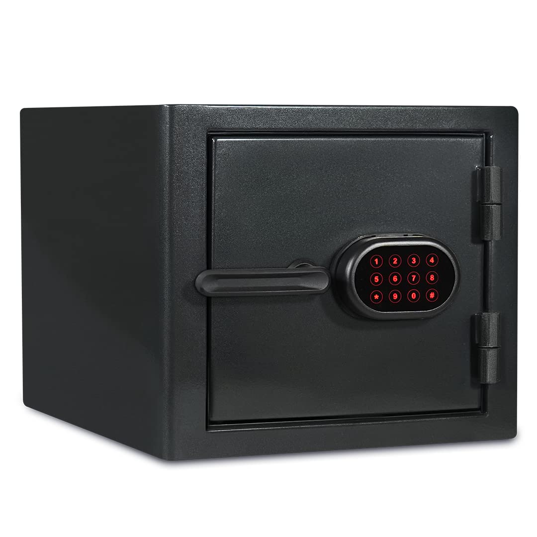 SanctuaryDiamond Safe, 0.91 Cu Ft, Fireproof Waterproof Safe Box for Home & Office with Electronic Lock and Key, Lock Box for Guns, Valuables, and Important Documents, Dark Grey Metallic Gloss Finish