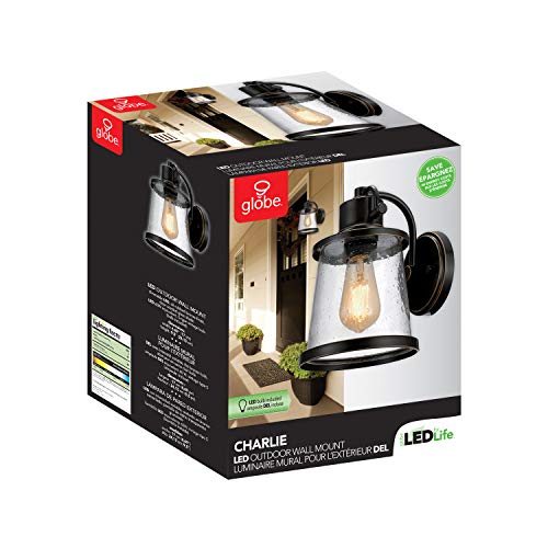 Globe Electric 44127 1-Light Outdoor Indoor Wall Sconce, Led Bulb Included, Oil Rubbed Bronze, Seeded Glass, Wall Lighting, Wall Lamp Dimmable, Kitchen Sconces Wall Lighting, Home Improvement #TOP7