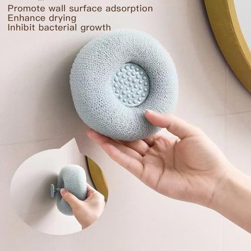 Iosjeude 2 PCS Suction Cup Bath Ball, Super Soft Sunflower Suction Cup Bath Ball Shower Sponge Exfoliating Shower Ball Bath Sponges Shower Loofah Sponges to Scrub Body and Enjoy Shower Apricot & Blue — view 3