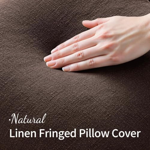 Image of MIULEE Linen Decorative Fall Lumbar Throw Pillow Covers Dark Brown 12x20