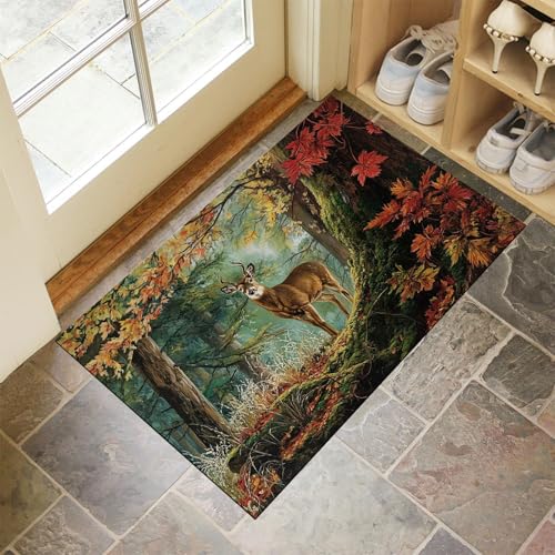Paillasson interieur entree foret d'automne vert olive 80x120 - 4
