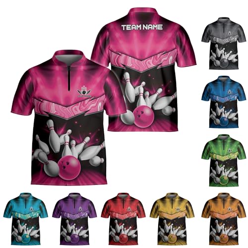 Generic Homedesign Personalized Bowling Jersey Gift 3D Custom Bowling Shirts for Team Name Bowl Bowler Shirt Unisex Cool Men Women (Polyester Blend, C1), Small-5X-Large