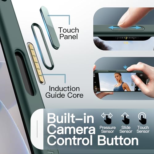 Image of JETech Magnetic Case for iPhone 17 6.3-Inch Compatible with MagSafe, Shockproof Slim Phone Cover with Built-in Camera Control Button, Matte Translucent Back (Dark Green)