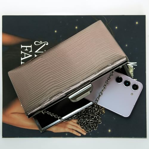 Image of JNB Women's Metallic Material Hard Case Evening Party Clutch