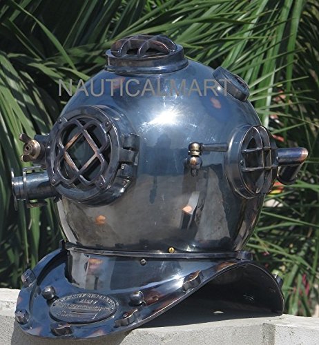 NauticalMart US Navy Mark V Brass Black Diving Helmet