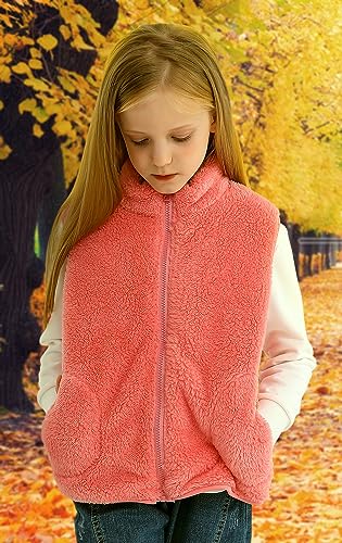 Girls Boys Zippered Vest Warm Soft Fleece Outerwear Jacket with Pockets 3-12 Years2