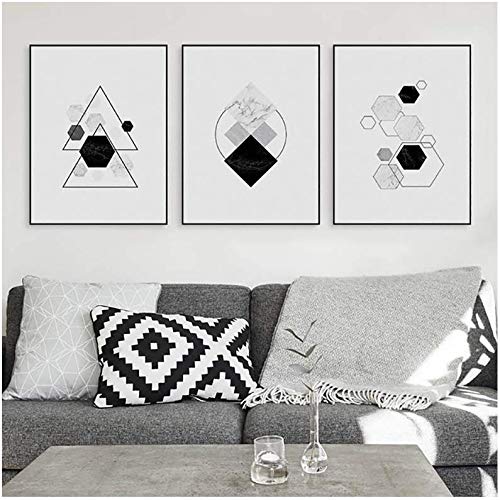 Décorer un grand mur vide : toile géométrie abstraite noir et blanc 50x70cm
