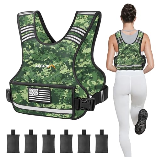 Image of APEXUP Adjustable Weighted Vest, 4-10lb /12-18lb /20-32lb Vest with 6 Ironsand Weights and Large Pocket, Weight Vest for Men Women Strength Training, Running, Walking