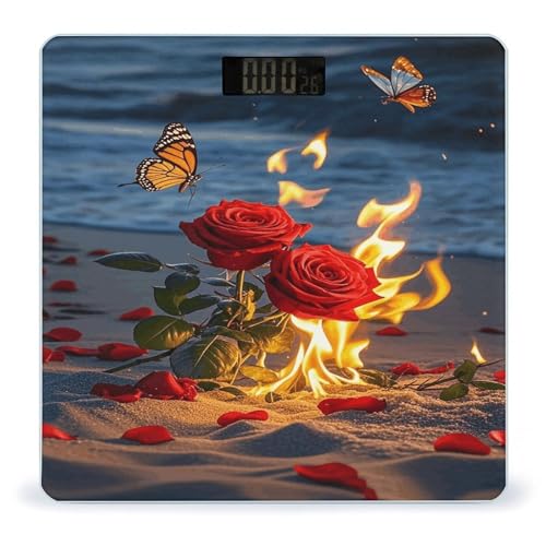 Báscula digital de baño Burning Roses con capacidad 400 lb miniatura 1