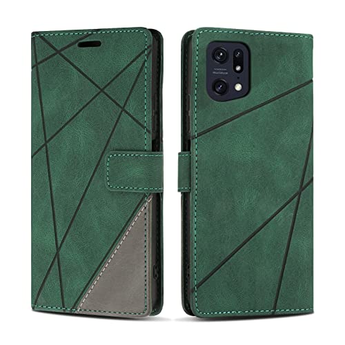 SONWO Hülle für Oppo Find X5 Pro, Premium PU Leder Handyhülle Flip Hülle Wallet Lederhülle Silikon Schutzhülle Klapphülle für Oppo Find X5 Pro, Grün
