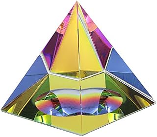 BTSKY Crystal Iridescent Pyramid With Gift Box Rainbow Colors Sparkle Crystal Home Office Ornaments Decoration (2.4inch)