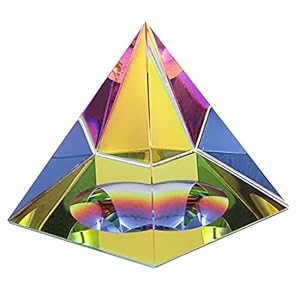 BTSKY Kristall-Pyramide, schillernd, mit Geschenk-Box, in Regenbogenfarben, Dekoration fürs Büro zu Hause, 2.4inch