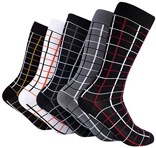 Marino Mens Patterned Dress Socks, Colorful Fun Socks, Fashion Cotton Socks - 5 Pack - Conventional Design Dress Socks