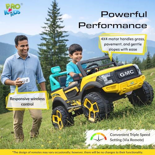 Image of PRO KIDSRanger 12V Battery Operated Jeep for Kids with Remote Control, Bluetooth, USB & AUX | Ride-On Electric Car with LED Lights, Music & Seat Belt | Boys & Girls (1-8 Years)
