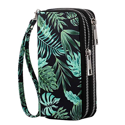 Image of Cellphone Wallet for Women Dual Zipper Long Purse with Removable Wristlet