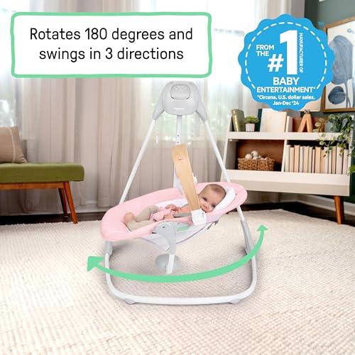 Image of Ingenuity SimpleComfort Compact & Portable Multi Motion Baby Swing - Pink