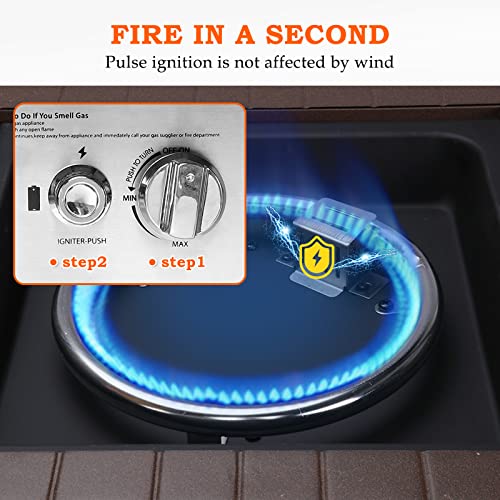 Singlyfire 28 Inch Propane Fire Pit Table Square 2 In 1 Fire Table 50,000 Btu With Cover, Lid And 6.6Lbs Lava Rock,Gas Fire Pit Table For Outside Patio, Garden, Backyard, Deck, Brown (Sgfp-001C) #TOP2