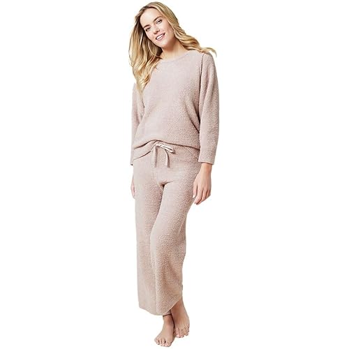 Softies Solid Marshmallow Reverse Seam Crew Neck Lounge Set for Women, 2 Piece Loungewear, Made of Cloud Soft Fabric