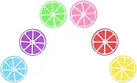 Mimo Style Jogo Marcador de Copos 06 Peças, Com Formato de Frutas Coloridas. Feitos de Silicone. Podem Ser Colocados em Taças e Copos em Festas, Casamentos ou Jantares