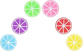 Mimo Style Jogo Marcador de Copos 06 Peças, Com Formato de Frutas Coloridas. Feitos de Silicone. Podem Ser Colocados em Taças e Copos em Festas, Casamentos ou Jantares