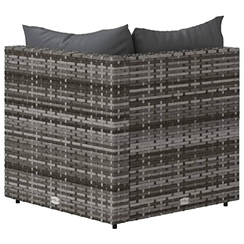RINDIGOO Patio Corner Sofa with Cushions Gray Poly Rattan,Modern Corner Sectional Sofa with Thick Cushions for Cozy Outdoor Lounging Patio Furniture & Seating - Thumbnail 6