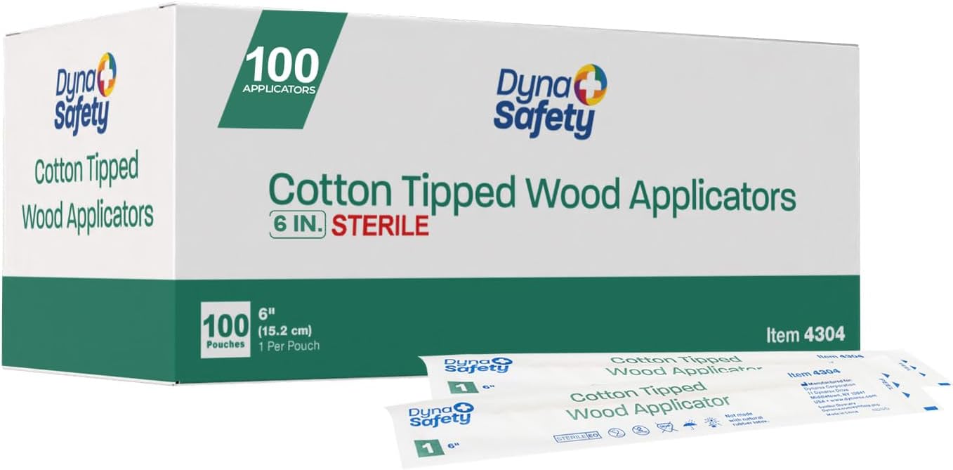 Cotton Tip Applicator, Sterile- 6'' long. (100/pk)