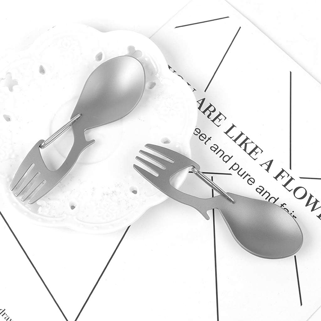 Spork Multiuso In Acciaio Inox - Cucchiaio, Forchetta, Coltello, Apribottiglie Per Campeggio E Viaggi - Foto 13