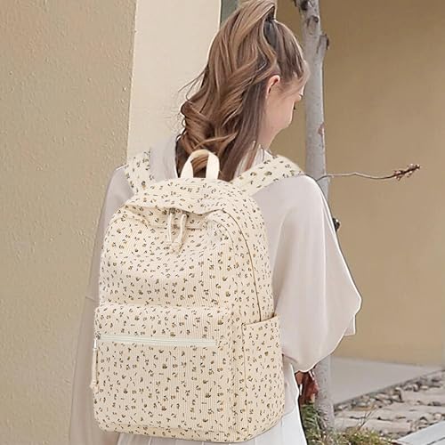 Image of BTOOP School Backpack for Teens Large Corduroy Bookbag Lightweight 15.6 inch Laptop Bag for Girls Women Casual High School College